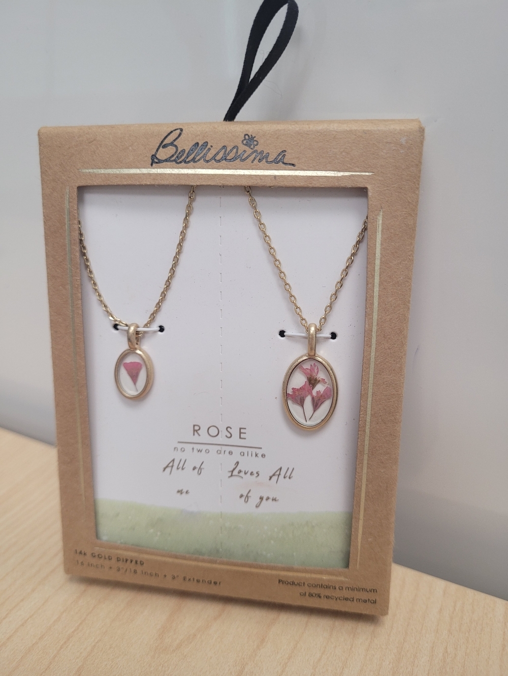 Bellissima 14K gold-dipped matching rose necklaces